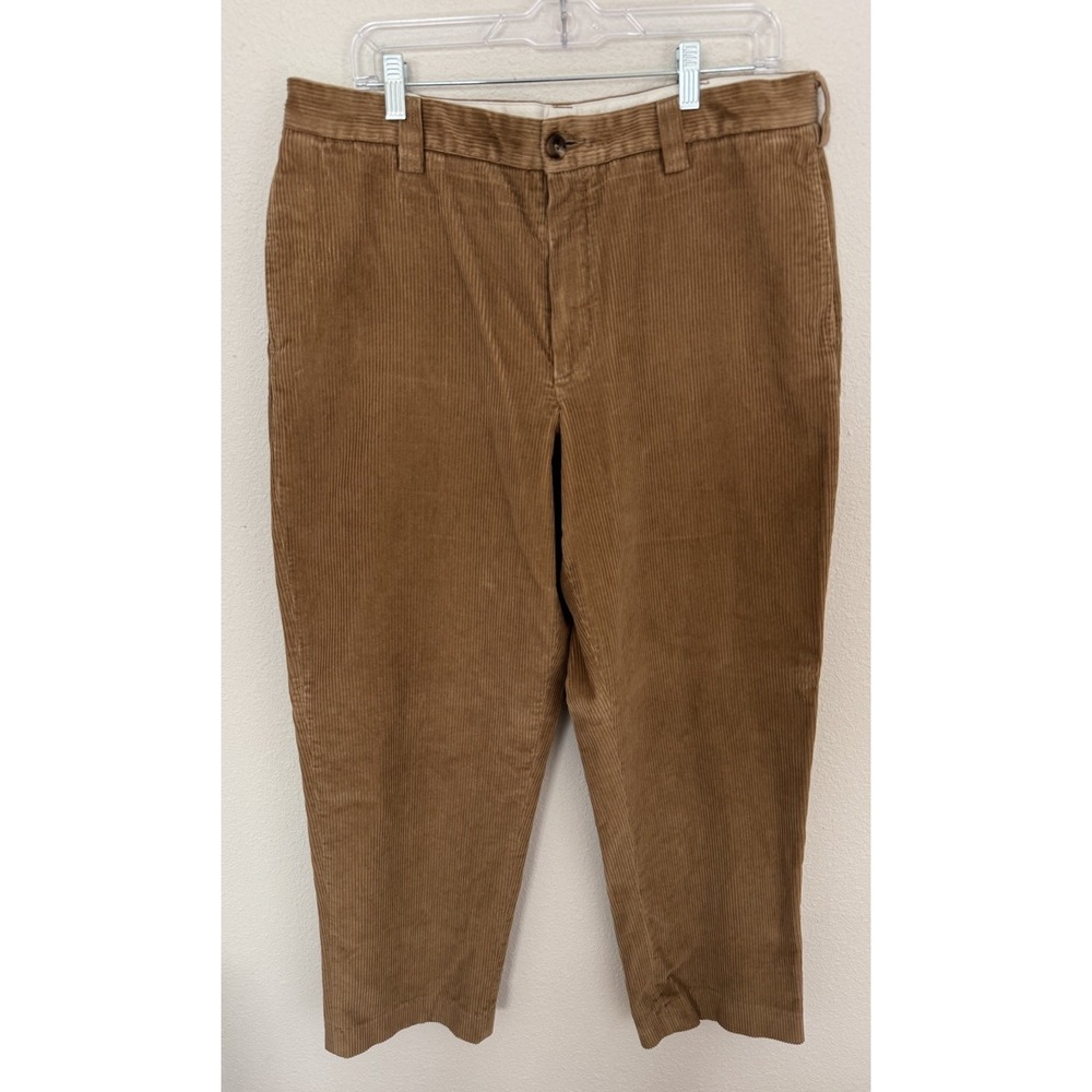 LL Bean Classic‎ Fit Men's Tan Corduroy Pants 36x32 Academia Preppy Warm